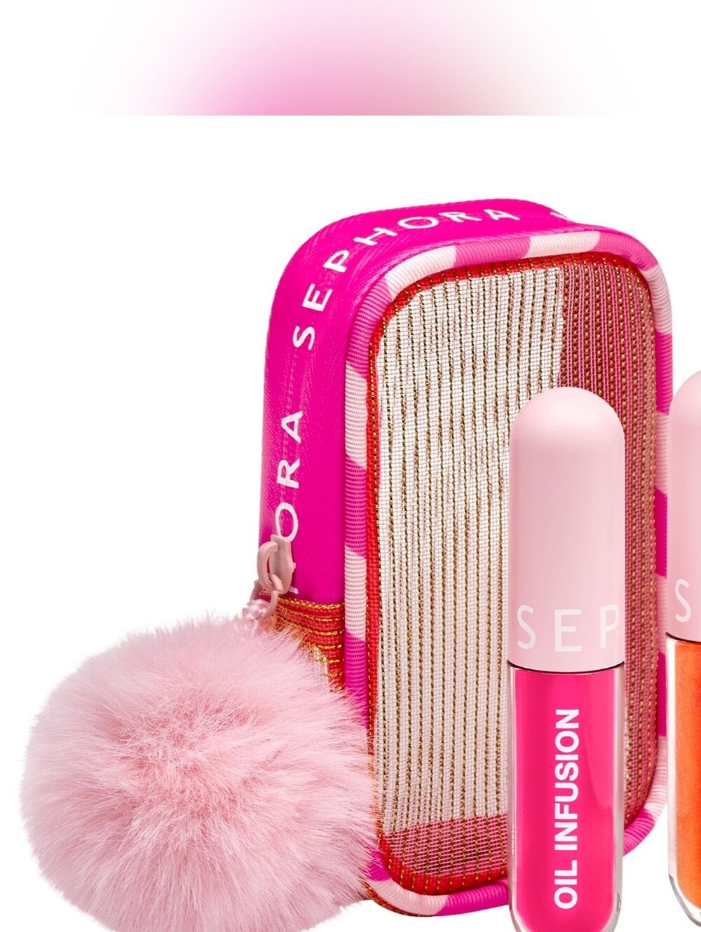 Sephora Collection Pink Oil Infusion Lip Oils with Pom Pom Case